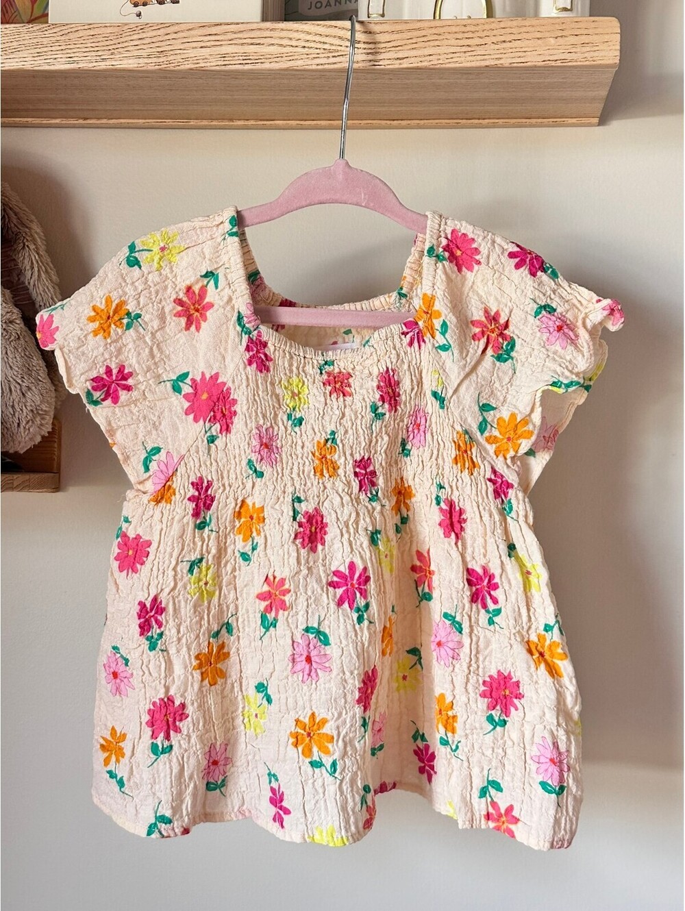 Zara Smocked Floral Top Sz 5Y
